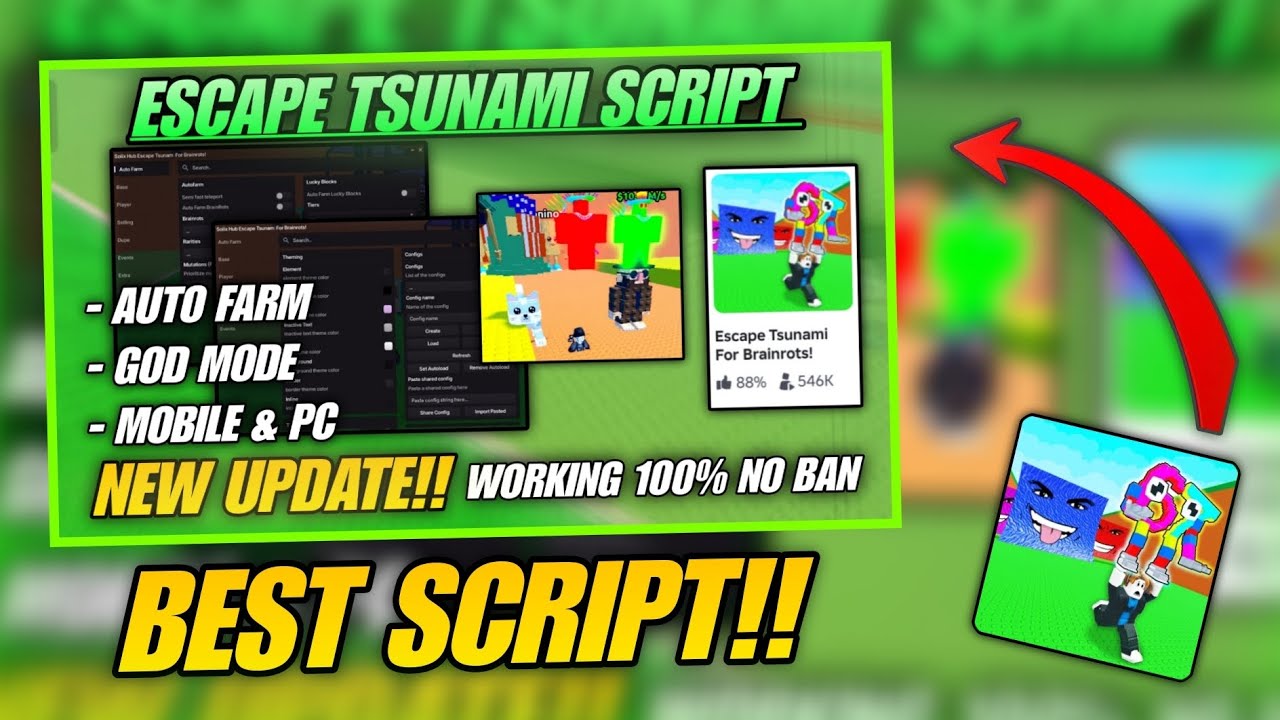 [🌊 BEST] Escape Tsunami For Brainrots Script - AUTO FARM | GOD MODE | ANTI TSUNAMI