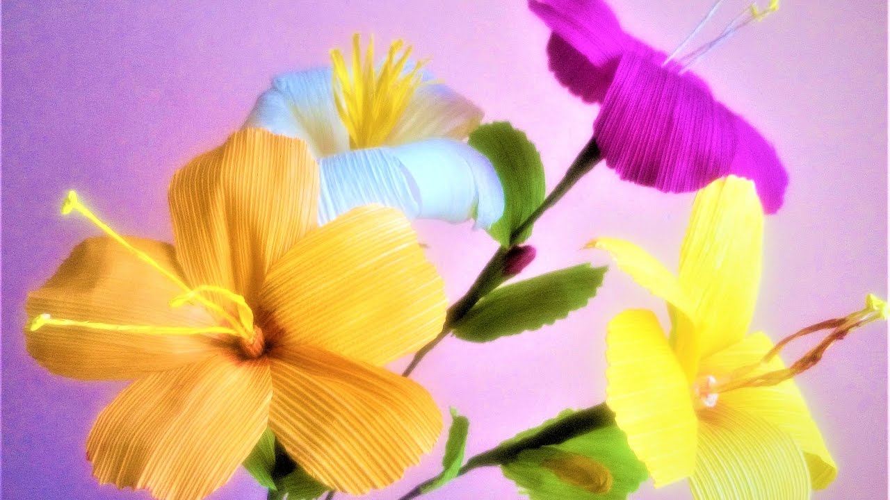 How To Make Flower From Corn Husk ( Hibiscus) / How to make flower at home
