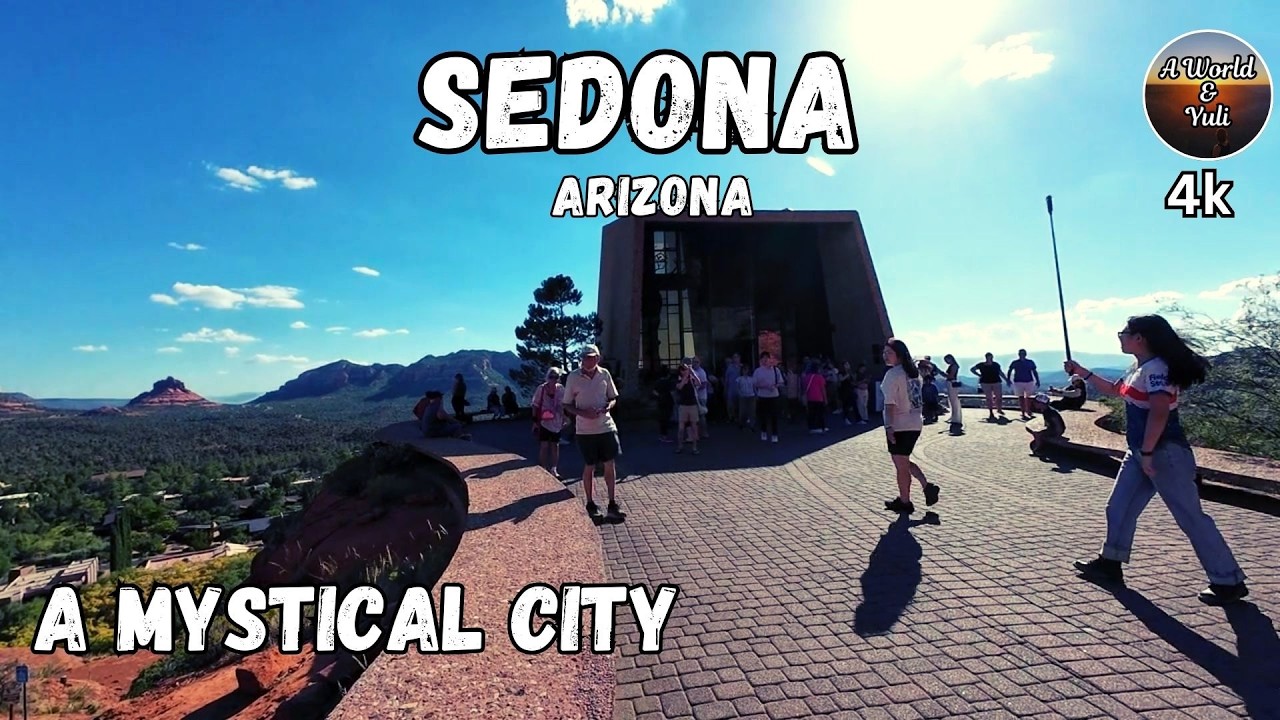Downtown SEDONA Arizona, Chapel  of the Holy cross, Tlaquepaque with captions 4k silent vlog