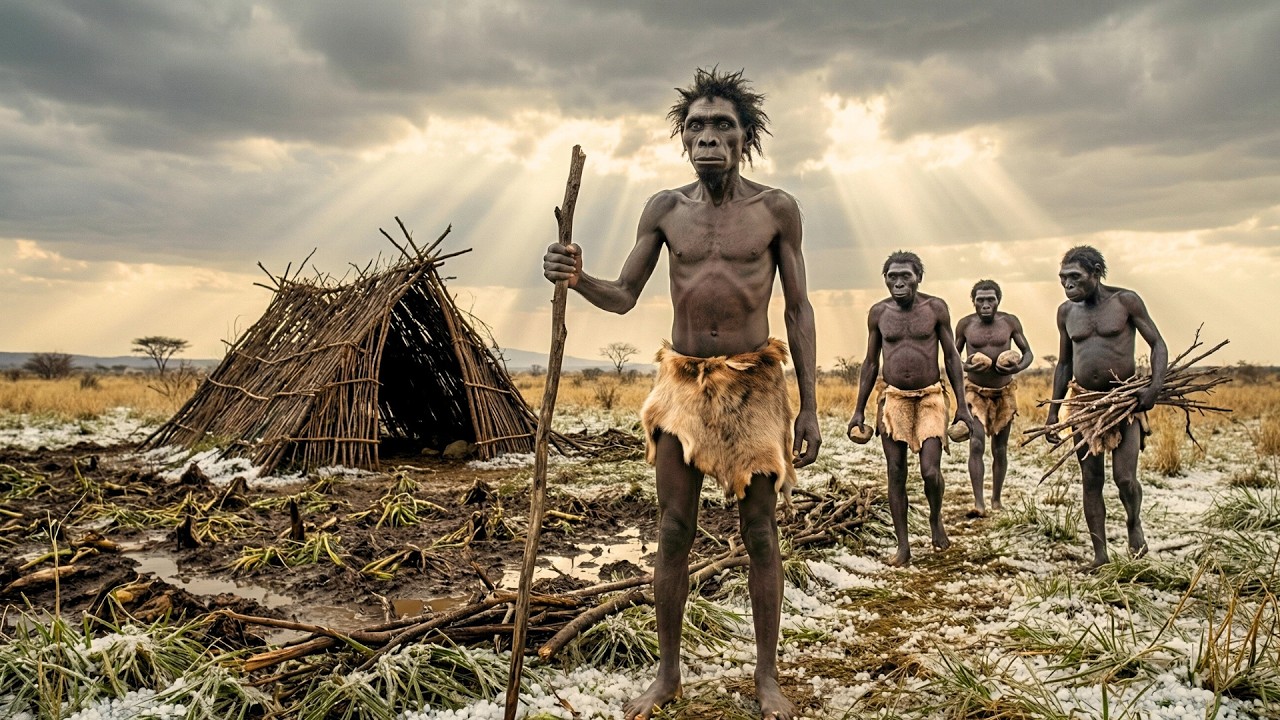 Prehistoric Survival Story | Early Human Caught in a Violent Hailstorm