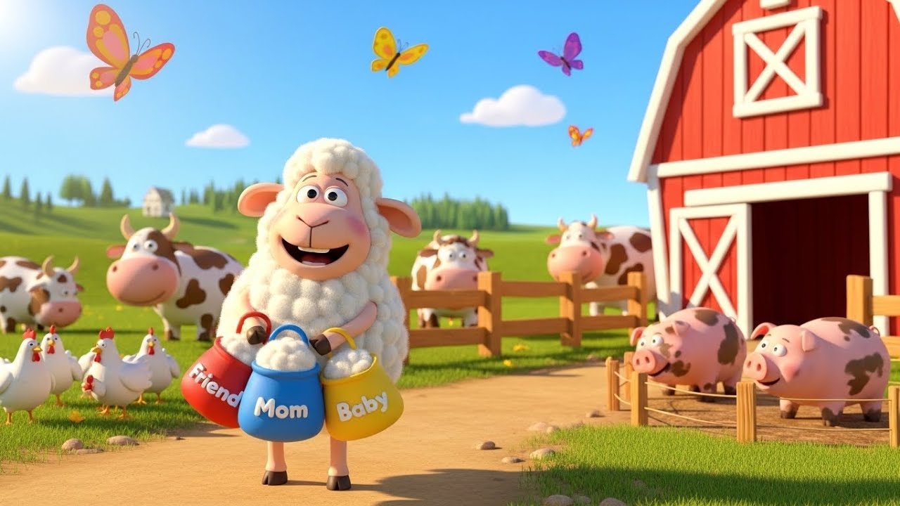Baa Baa White Sheep Song Fun | kids nursery rhymes | Baby Song, Sheep & Farm Animals Cartoon 🌈🐑