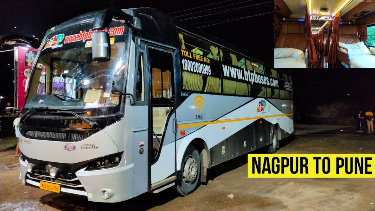 NAGPUR TO PUNE BUS JOURNEY BY BTP TRAVELS' AC SLEEPER BUS | CABIN RIDE | 700 KMS JOURNEY🚌