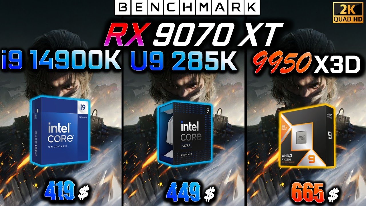 RX 9070 XT + Ryzen 9950X3D vs Intel Ultra 9 285K vs i9 14900K | Which CPU? Real Gameplay  (1440p)