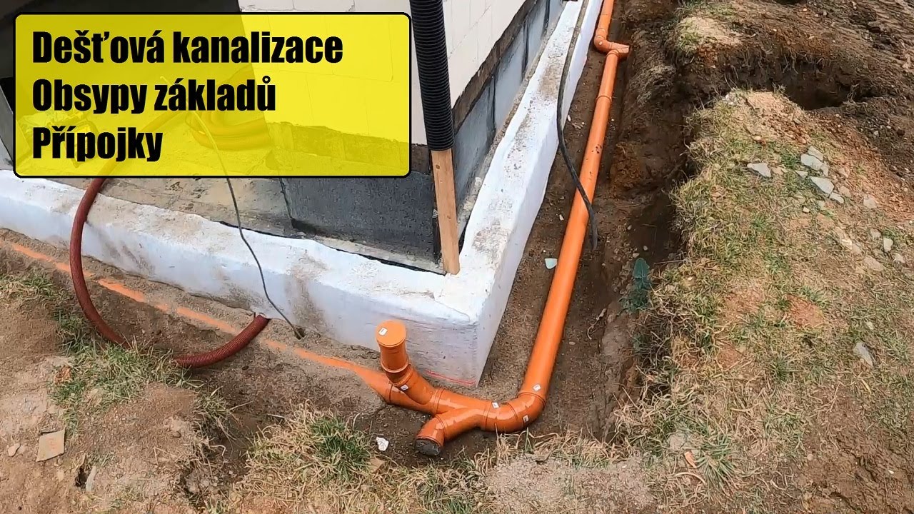 Dešťová kanalizace, obsypy základů, přípojky vody, kanalizace, elektro, akumulační nádrž.