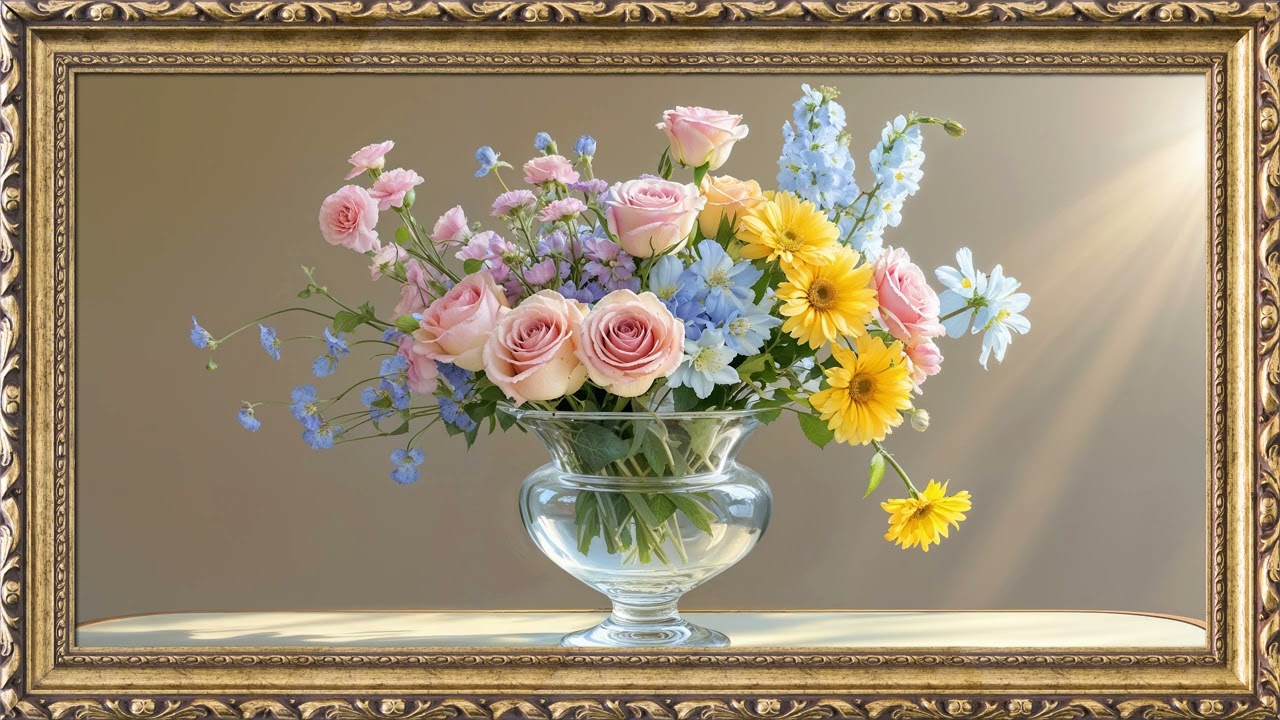 Elegant Flowers Framed Painting in 4K – 8 Hours of Timeless Art for Your TV 🌸🖼️