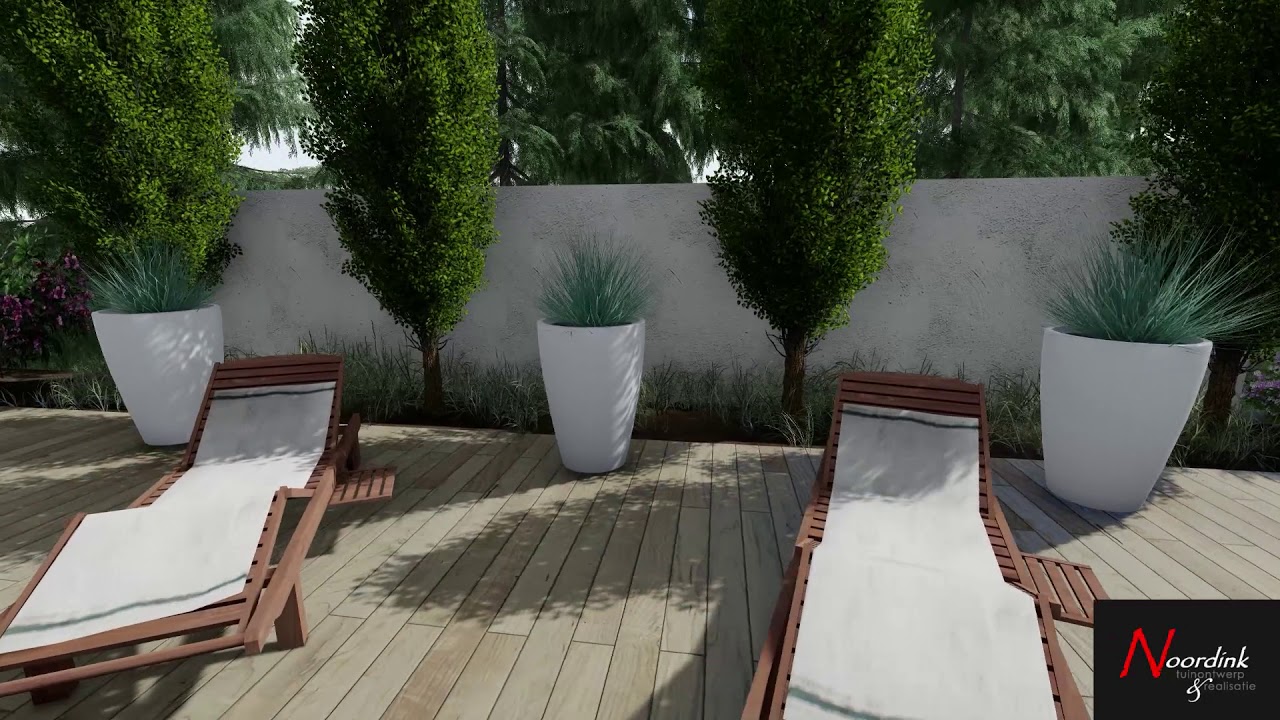 Noordink Tuinontwerp 3d tuinpresentatie tuin zwembad strakke vijver
