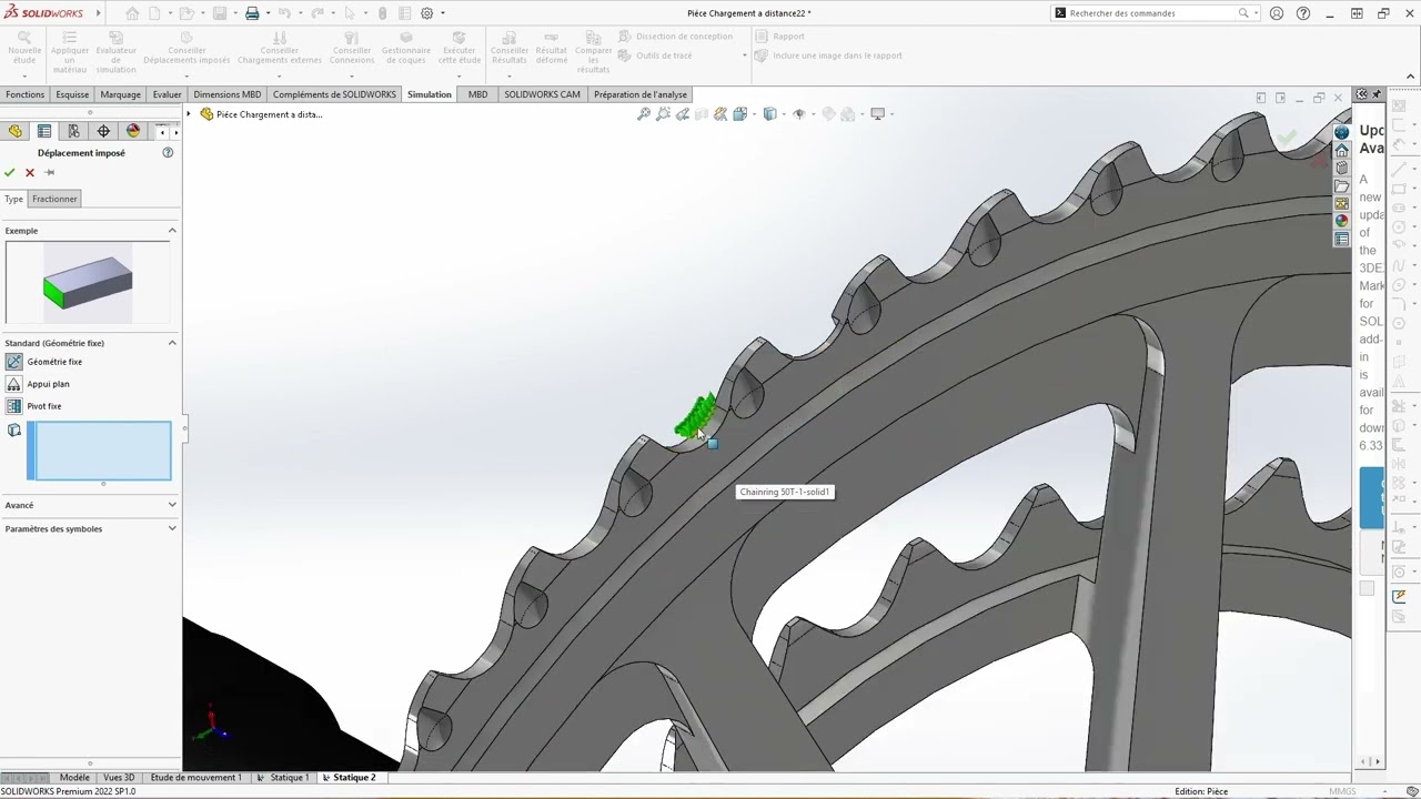SOLIDWORKS Simulation : Analyse d’une Pédale 🚲 | Masse à Distance & Interaction des Composants