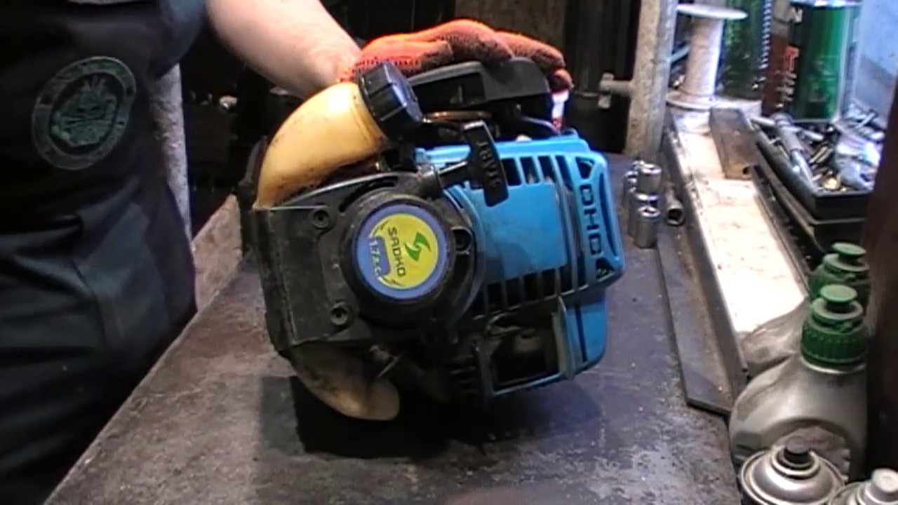 4 х тактная мотокоса Sadko  Теряет мощность, глохнет  Разборка, диагностика