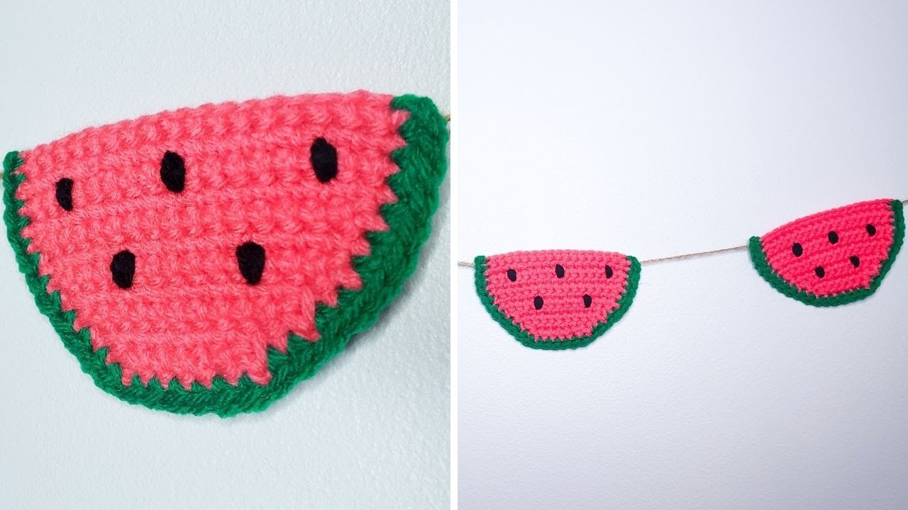 Watermelon Garland - Crochet Tutorial (Watermelon Applique / Coasters)