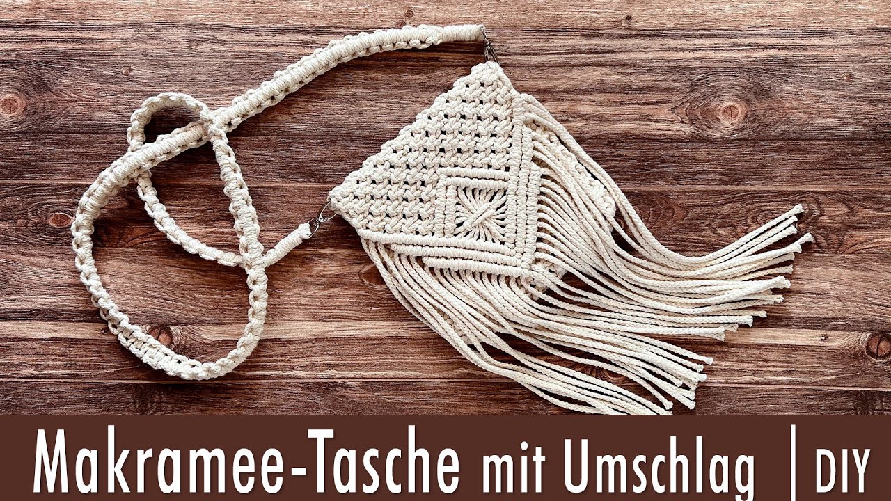Makramee-Tasche mit Umschlag | Boho Hippie Look | Anleitung zum mitknoten | auch für Anfänger