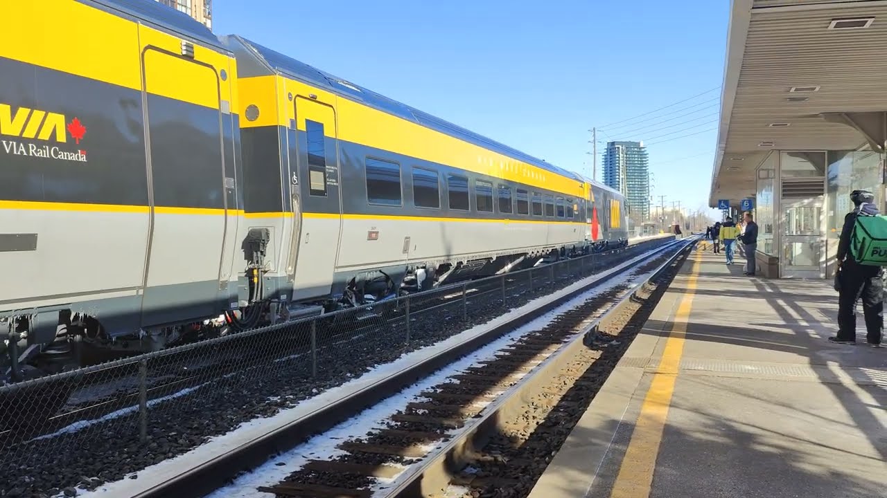 via rail train departing brampton go station toronto canada feb 1/2025