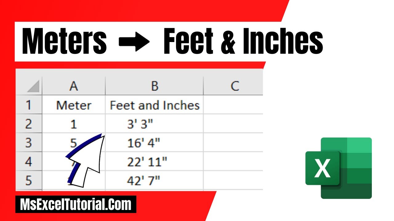 How to Convert Meters to Feet and Inches in Excel