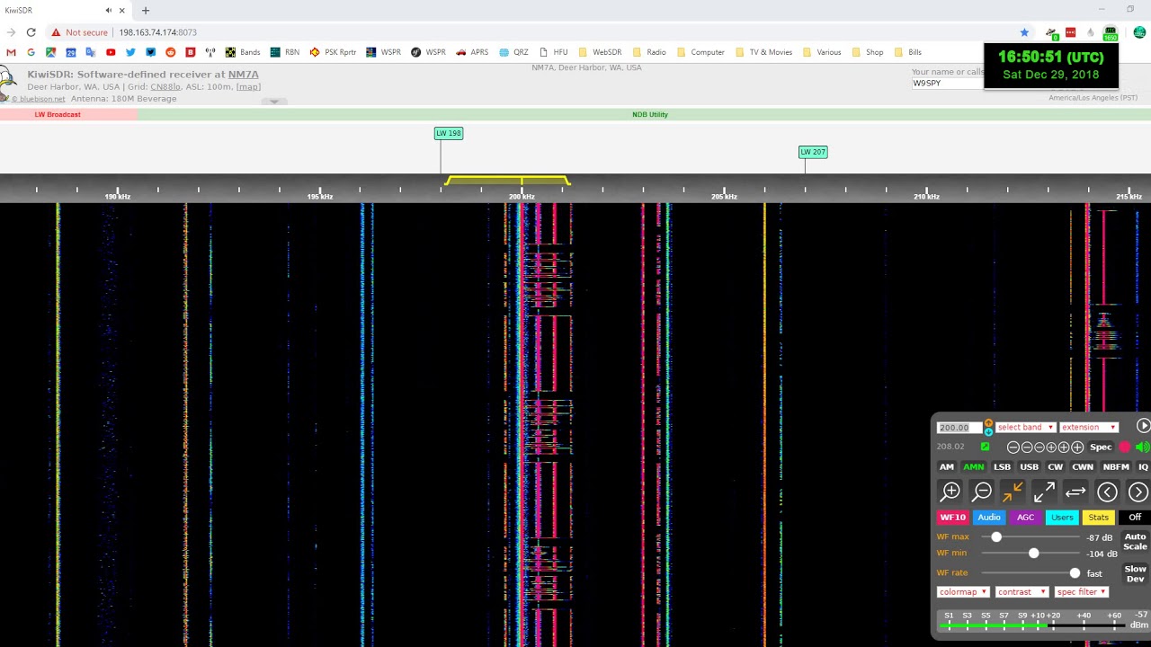 NDB Utility beacon CJ at 200 kHz (Longwave band)