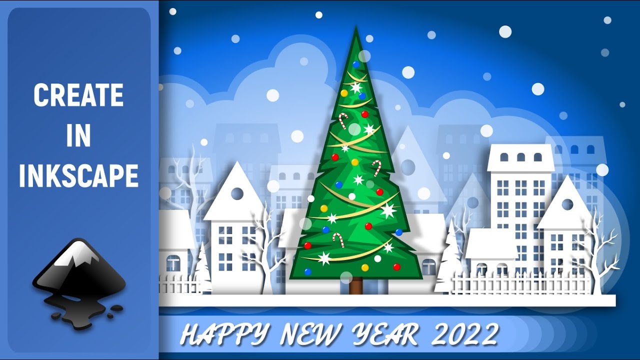 New Year City 2022. Made with Inkscape (Speed Art)