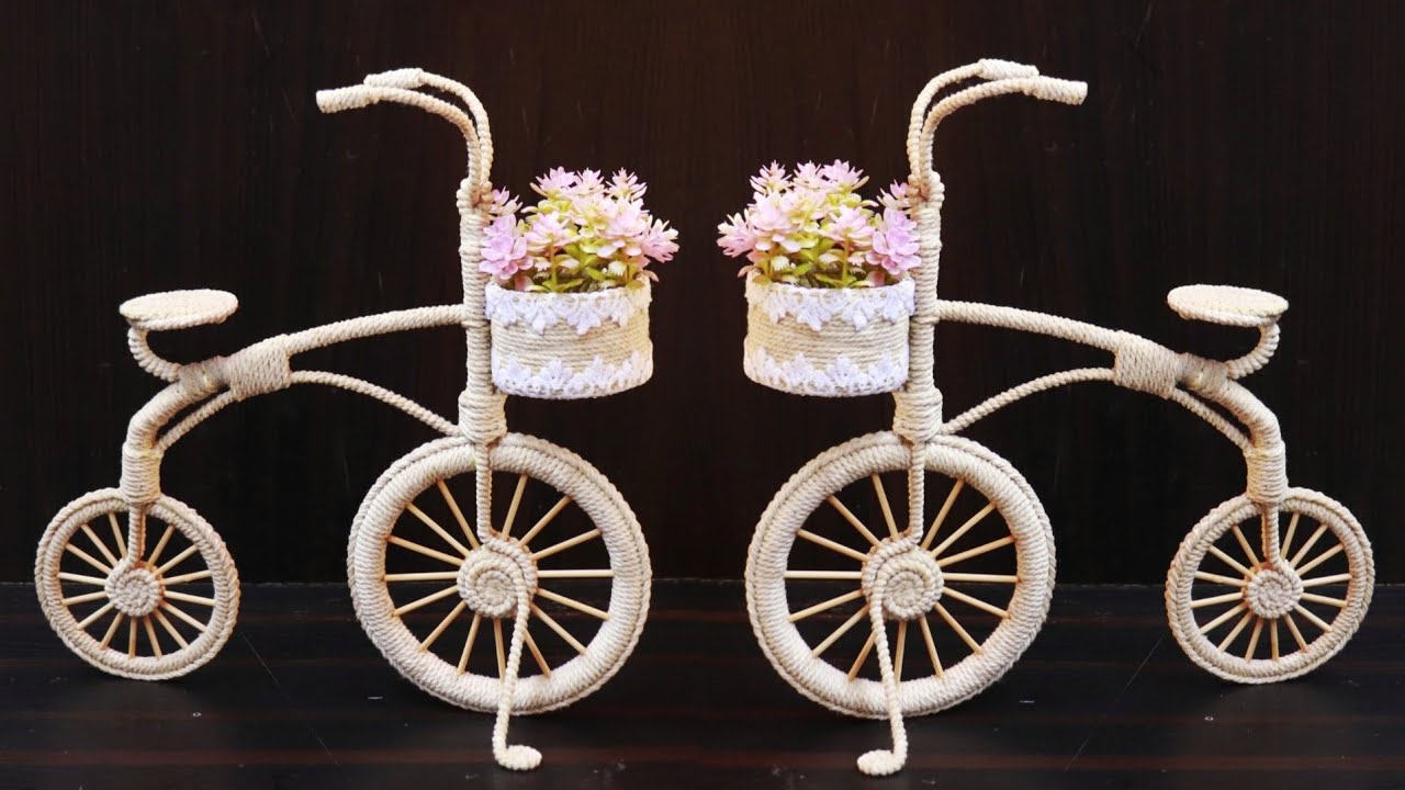 Cycle Flower Vase | DIY Planter with Cotton rope | DIY Craft Decoration Ideas | Flower Vase