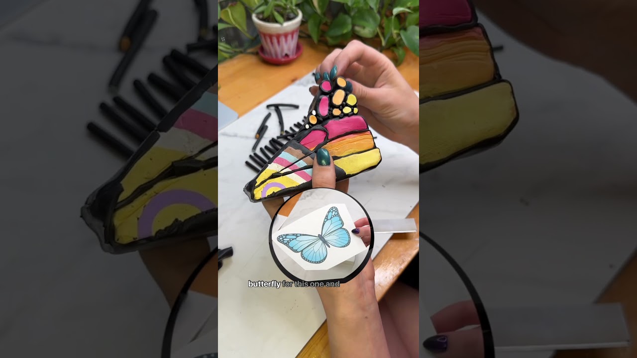 Here is a closer look at how I made this butterfly clay cane! 🏳️&zwj;🌈🦋 #polymerclay #claycane