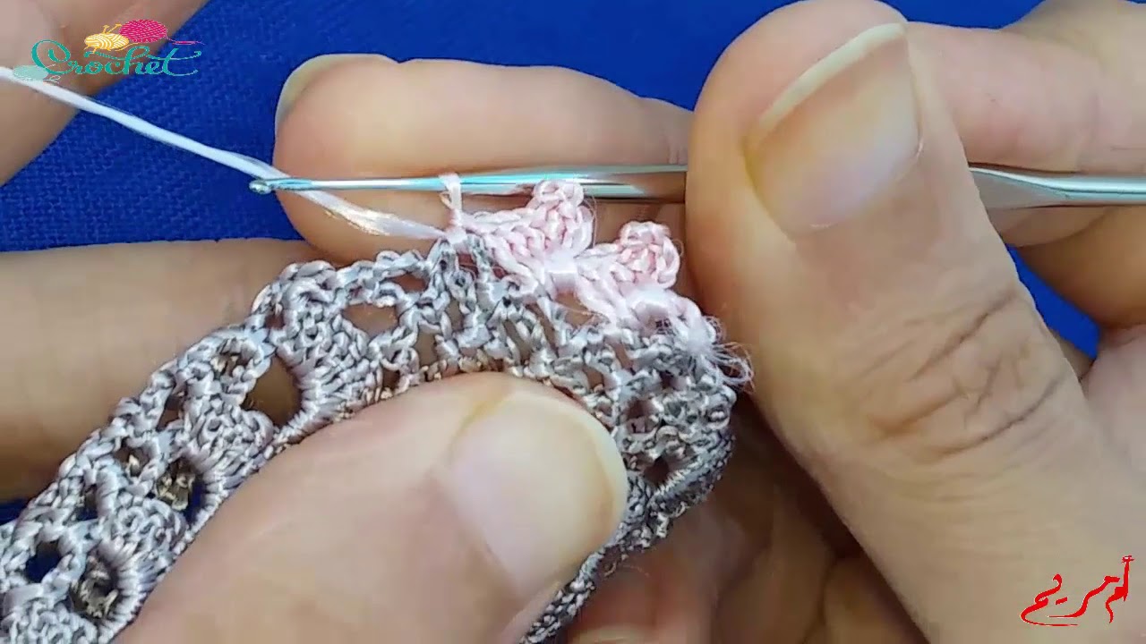 الجزء4:الضرس المتكي على حاشية الموديل الاسباني بالكروشي مع ام مريم/how to make an edge of crochet