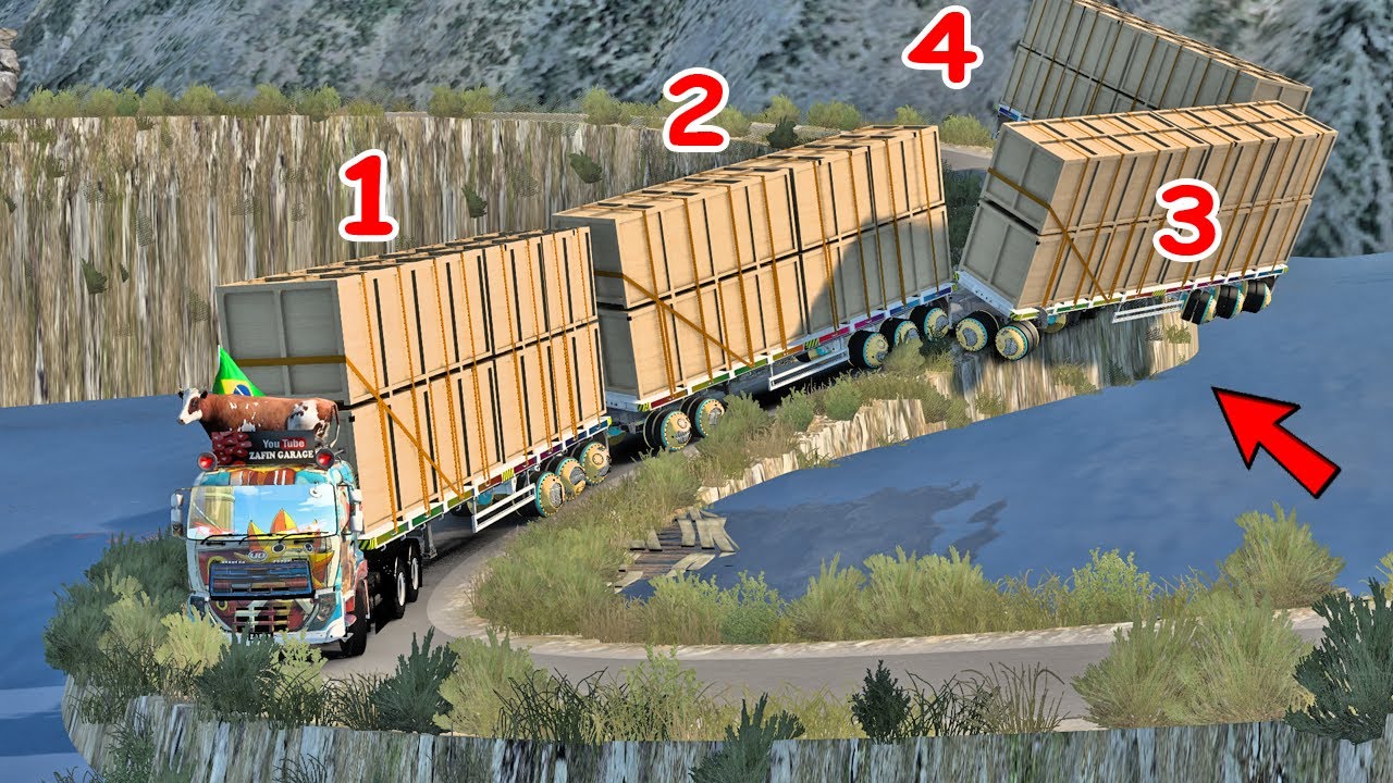 MEGA ROAD TRAIN: Hauling an Impossible 4-Trailer Load on a Death Road | Euro Truck Simulator 2
