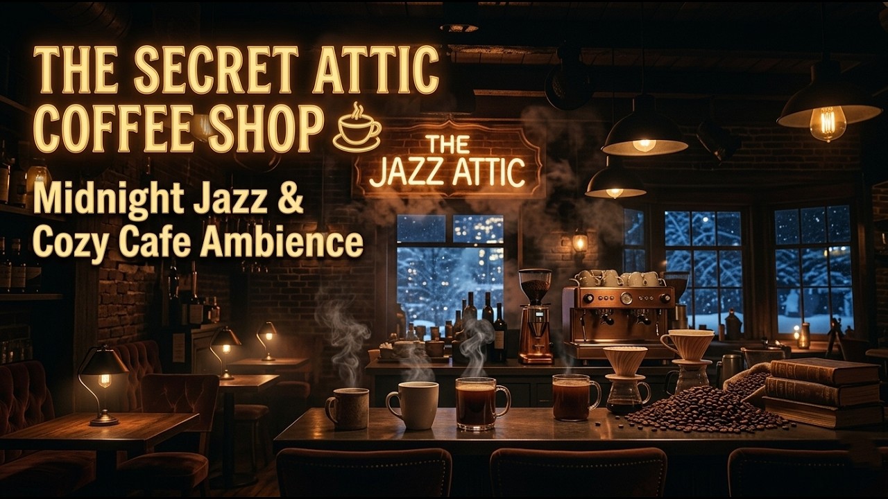 The Secret Attic Coffee Shop ☕ Midnight Jazz & Cozy Cafe Ambience