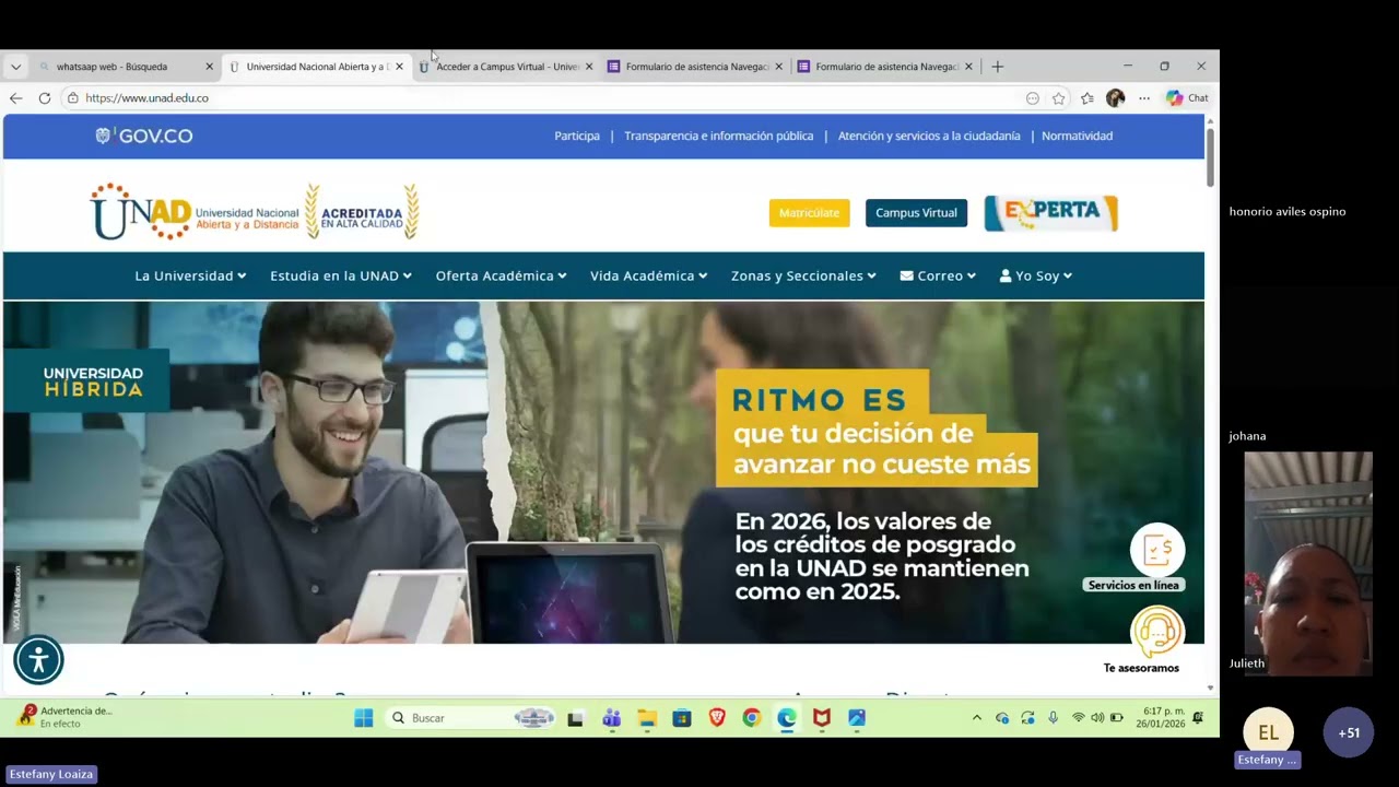 D&Iacute;A 1 - JORNADA DE NAVEGACI&Oacute;N AL CAMPUS VIRTUAL 2026 16-01
