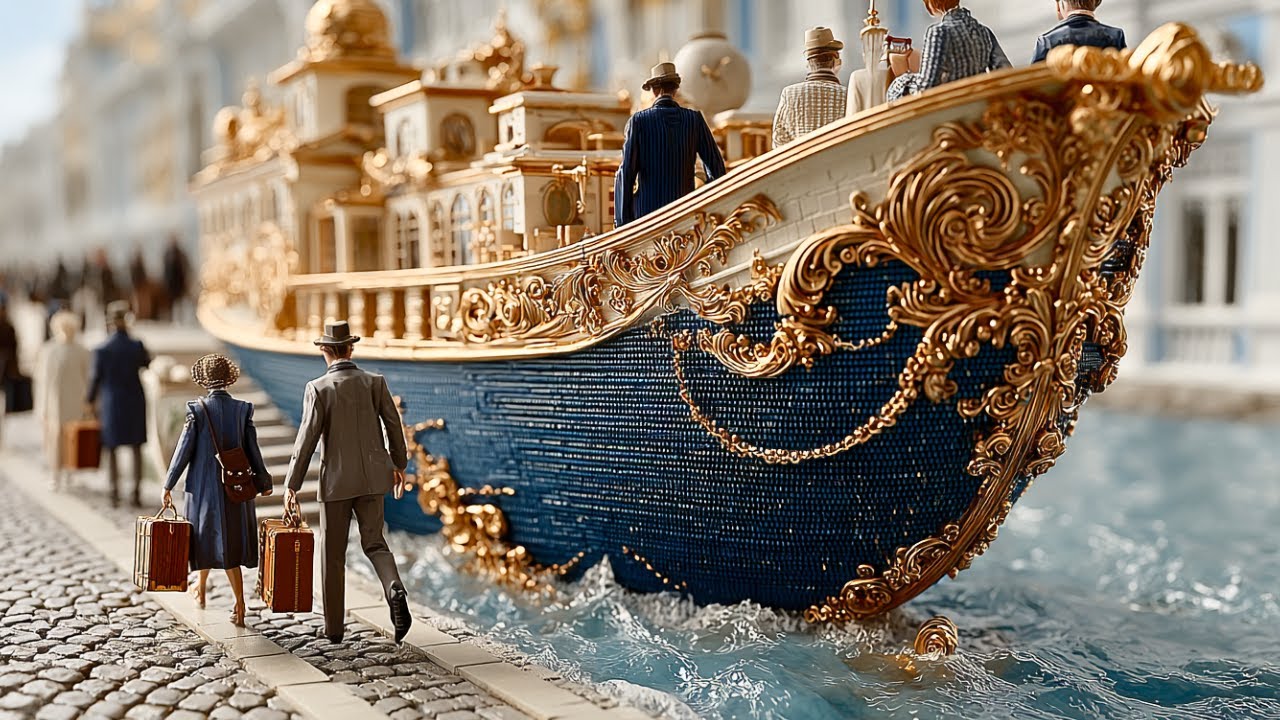 &ldquo;What If a Golden Ship Sailed Beside a Baroque Palace? | AI-Generated Fantasy City&rdquo;