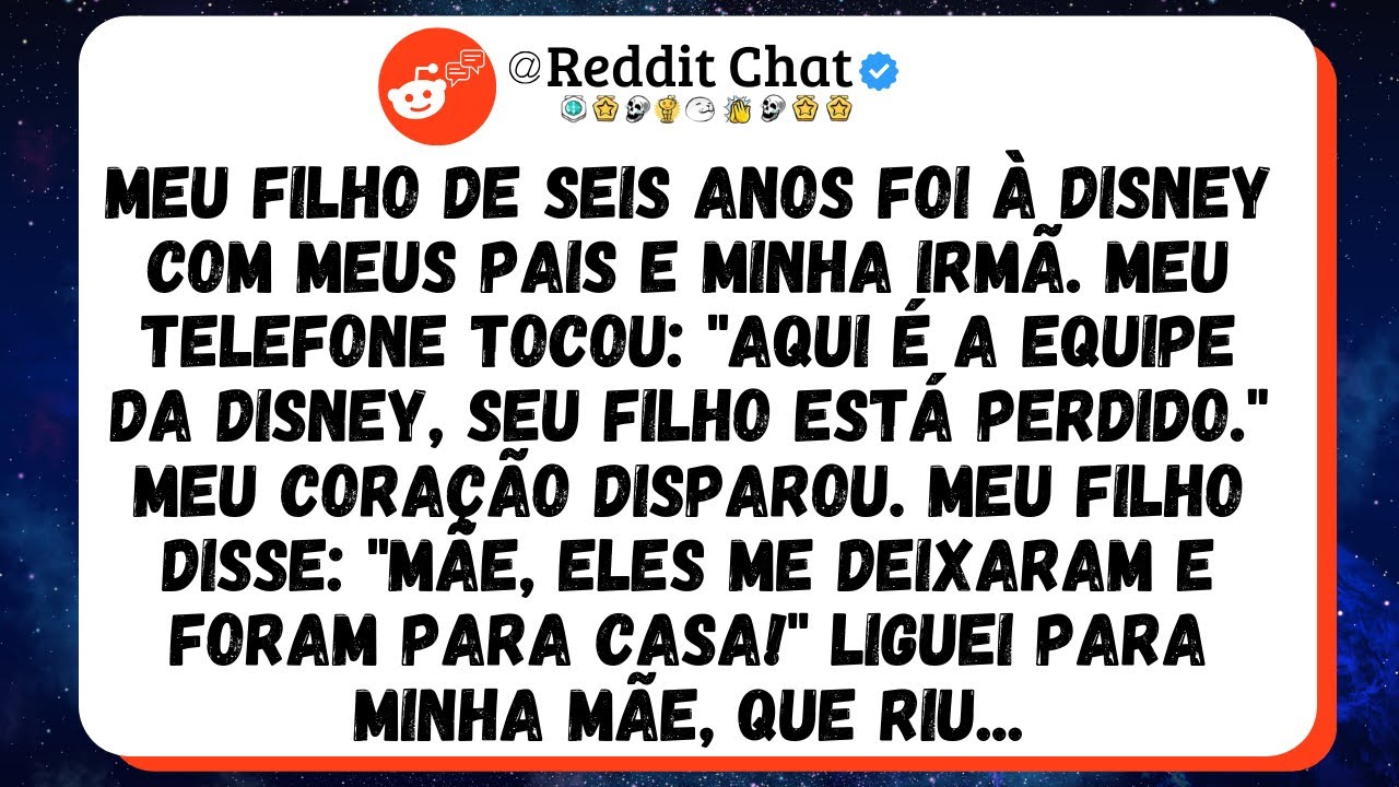Meu filho de 6 anos foi para a Disney com meus pais, Meu telefone tocou. 