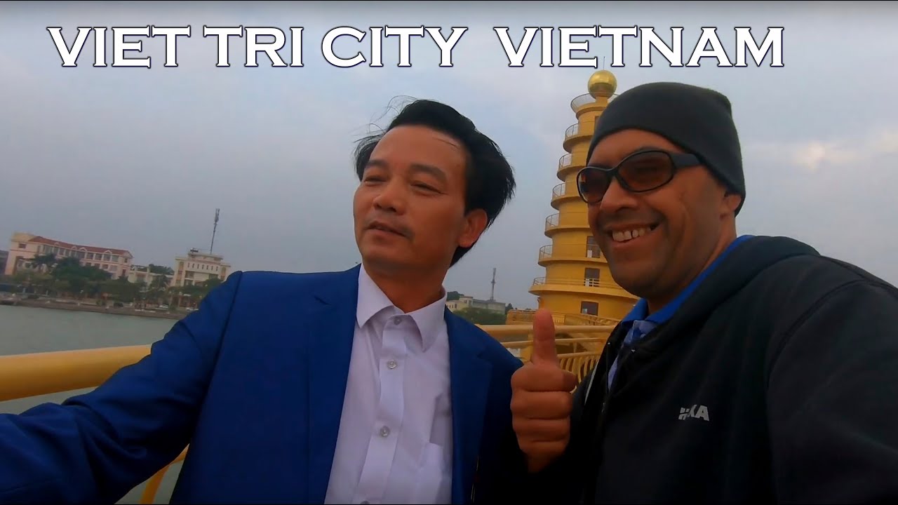 GOLDEN BRIDGE PAGODA IN VIET TRI CITY VIETNAM (no tourists come here only friendly locals)
