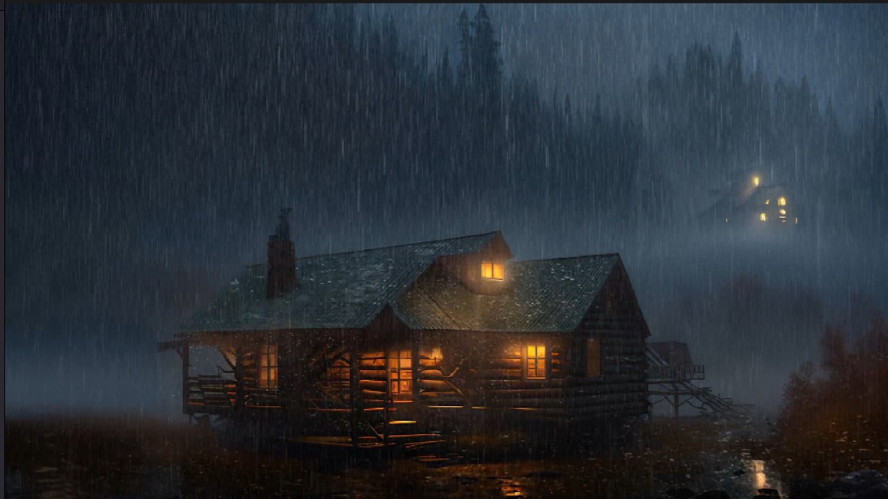Dark Rain For Sleeping On Cabin 5 Hours 4K