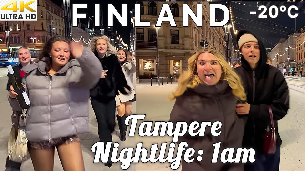 TAMPERE 4K CRAZY NIGHT LIFE 🎉 | FINLAND PARTY CITY AT MIDNIGHT | BEST NIGHT WALK COMPILATION 