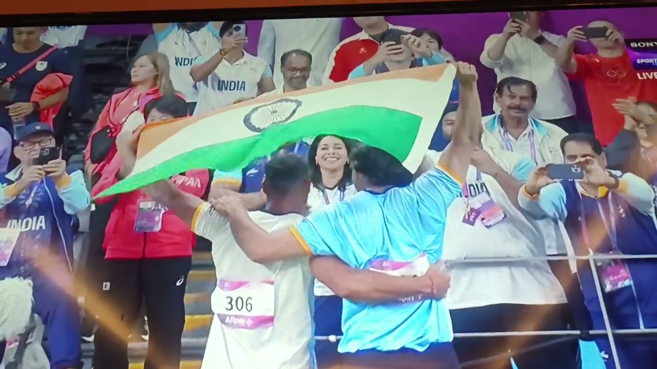 Neeraj Chopra Gold medal Winning moment in Asian games.Video Credit - Sony Sports