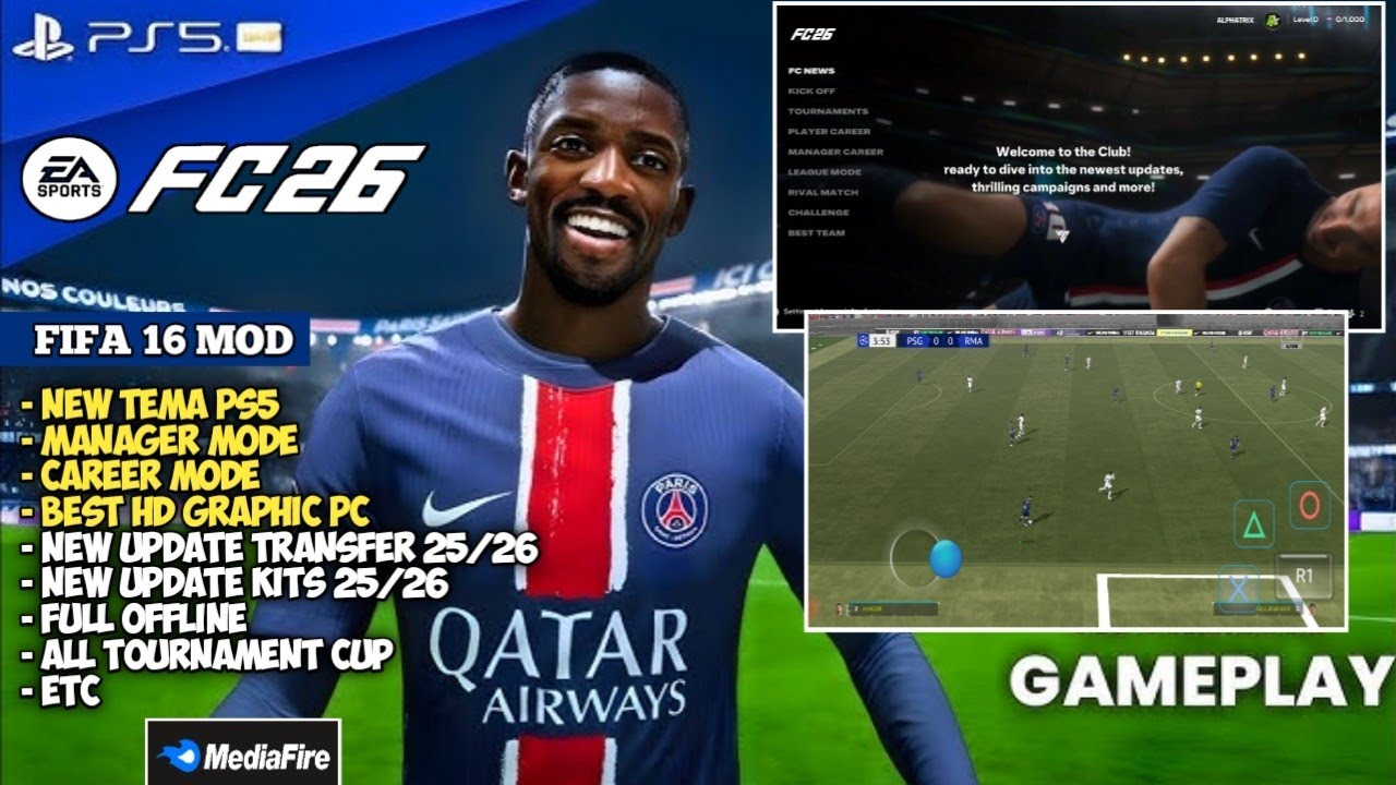 FIFA 16 MOD FC26 MOBILE FULL TOURNAMENT CUP BEST GRAPHIC TRANSFER & KITS 25/26 DI ANDROID 