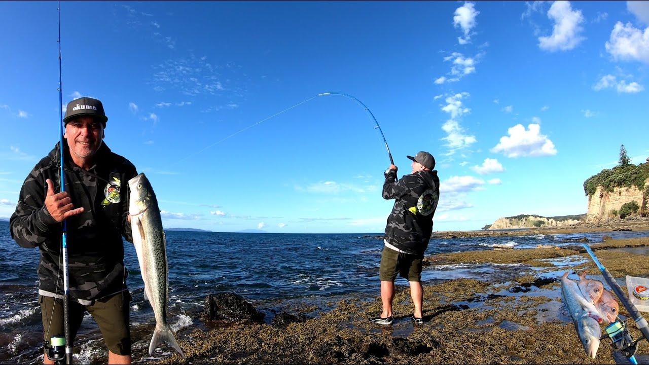Fishing the local rocks - very hard going but get a nice little feed in the end