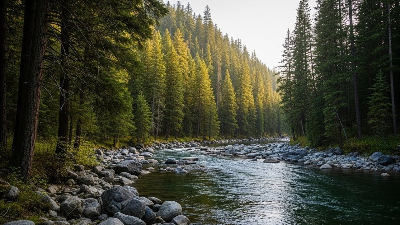 Peaceful Flowing River 🌊 Natural Ambience Sound for Deep Sleep and Stress Relief #686