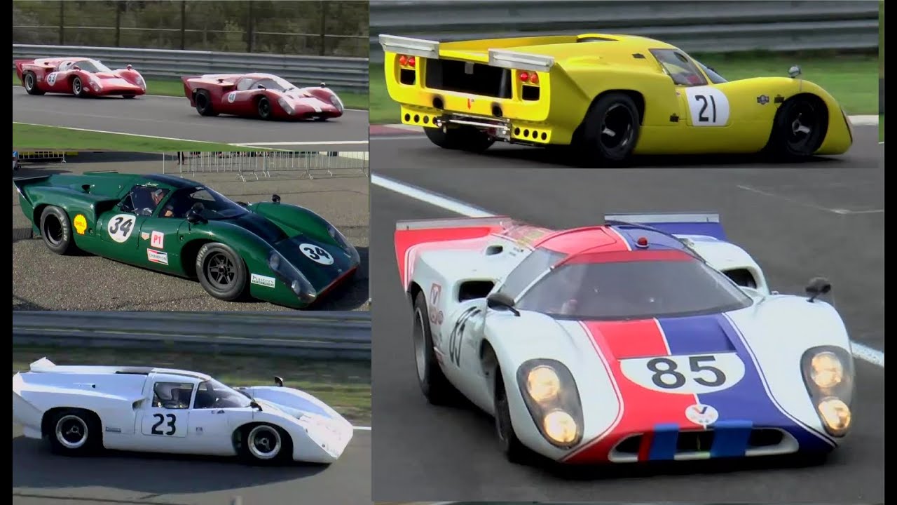 Over 10 Lola T70 MK3B's Chevrolet at Zandvoort/Spa, great V8 sound!