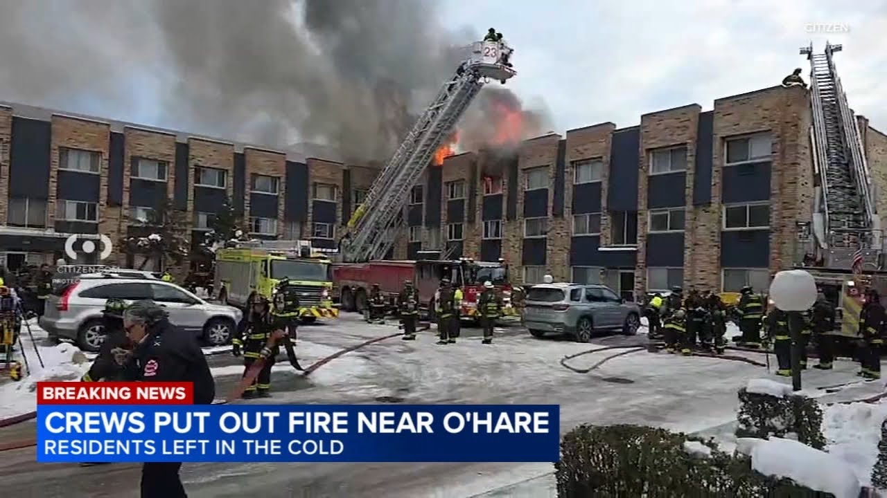 LATEST UPDATES: Chicago firefighters battle large fire at residential building near O'Hare Airport