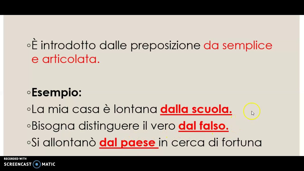 il complemento di allontanamento o separazione