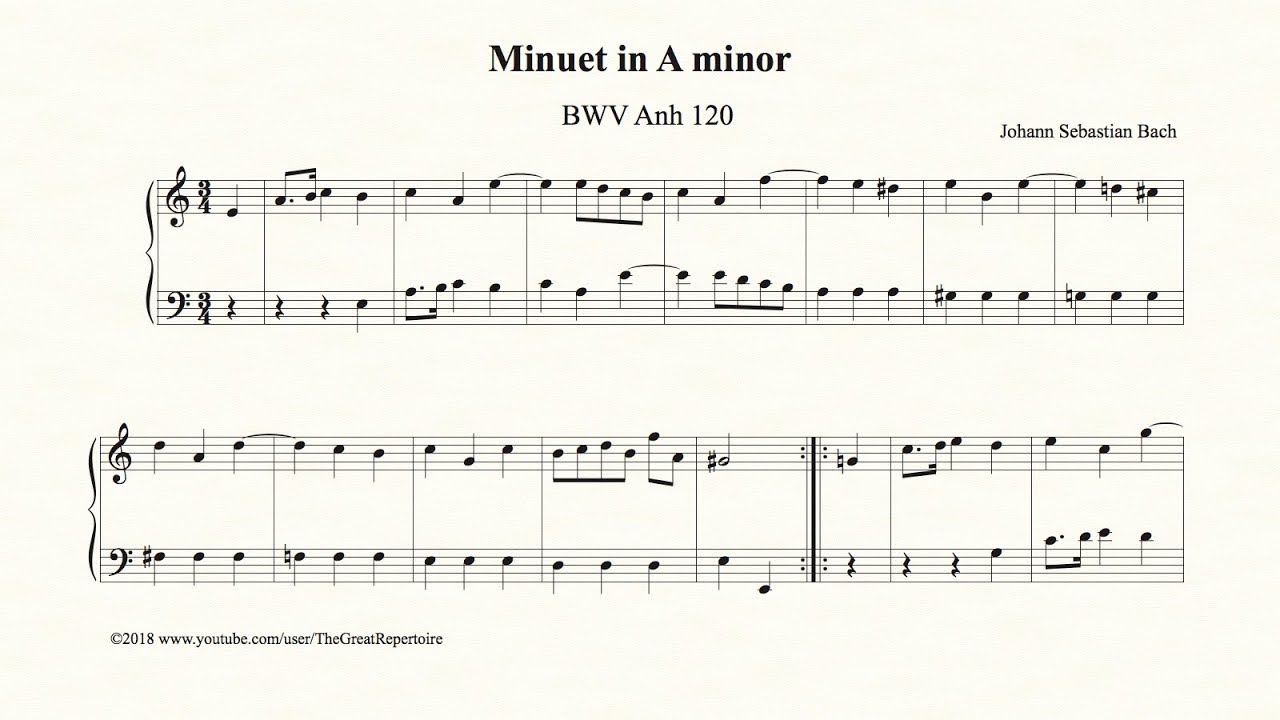 Bach, Minuet in A minor, BWV Anh 120