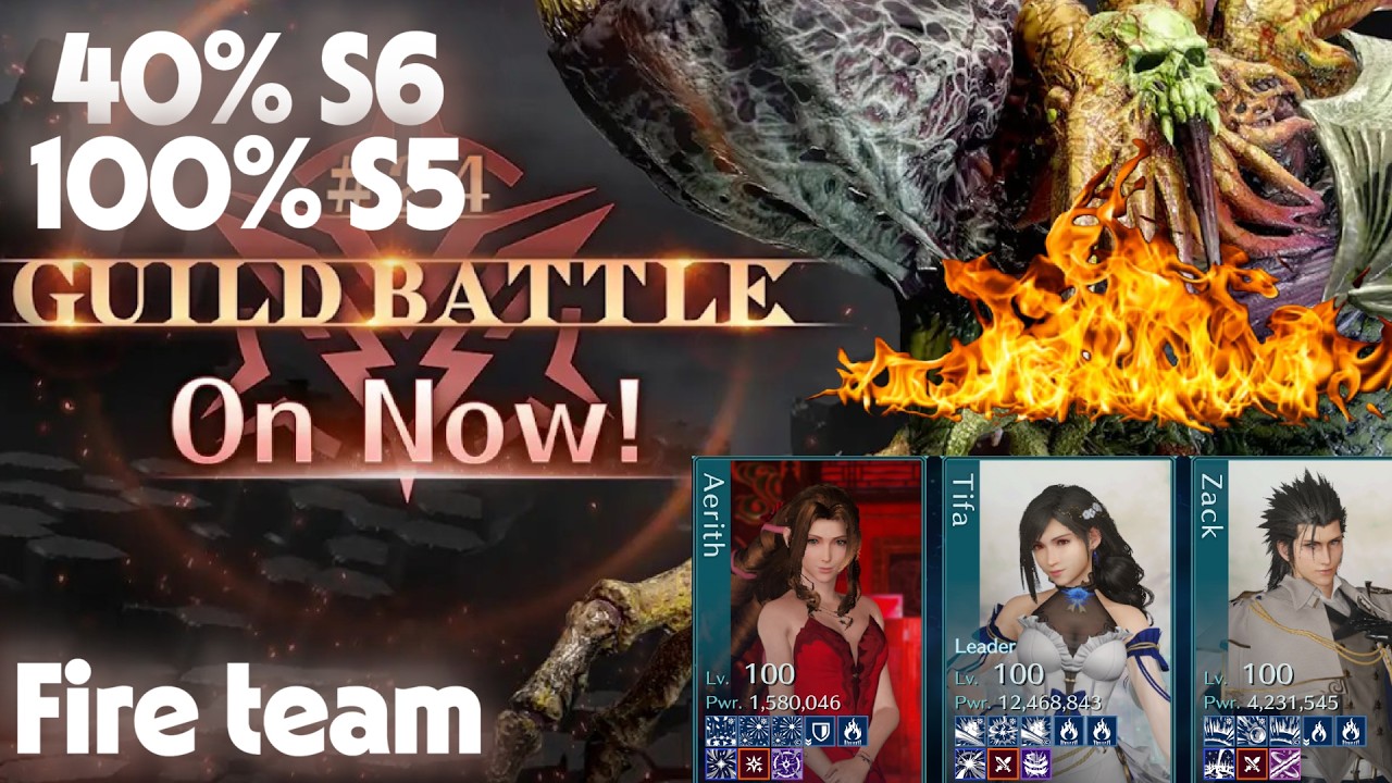 [FF7 Ever Crisis] Guild Battle #24 Specimen H1221 - 40% S6 - 100% S5 - (broken) Fire setup