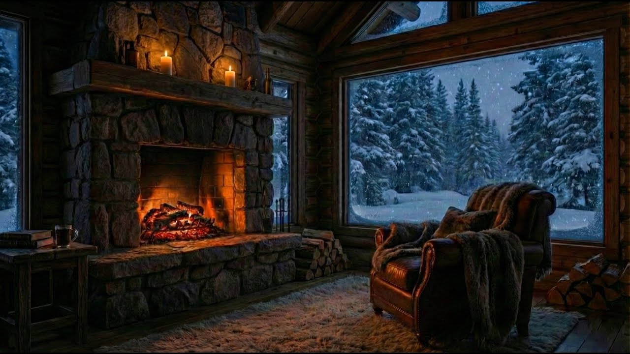 Winter Jazz: Cozy Fireplace Ambience for Sleep, Study, or Work[4K]