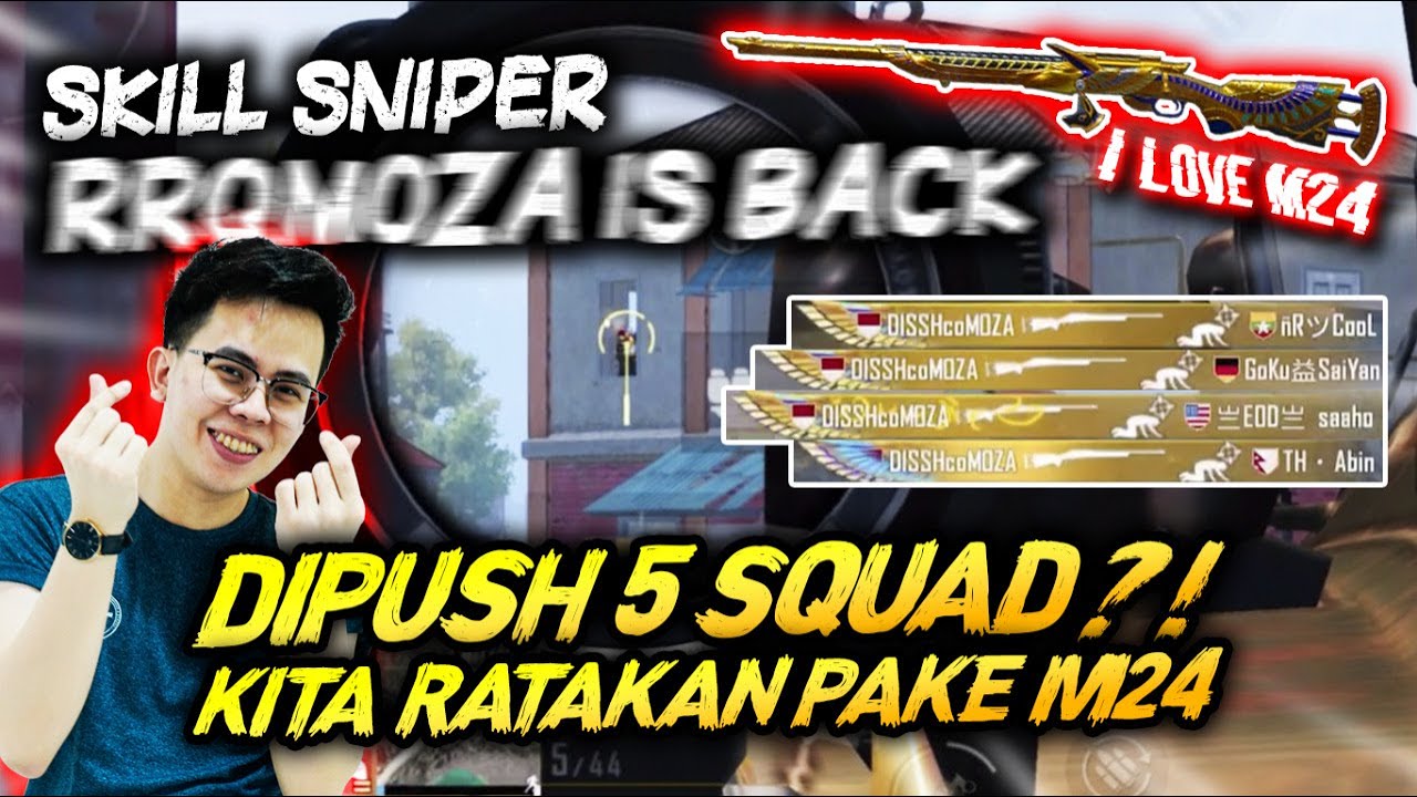SKILL SNIPER RRQMOZA IS BACK !! DI PUSH 5 SQUAD DI 1 TEMPAT PUN GAK TAKUT !! - PUBG MOBILE INDONESIA