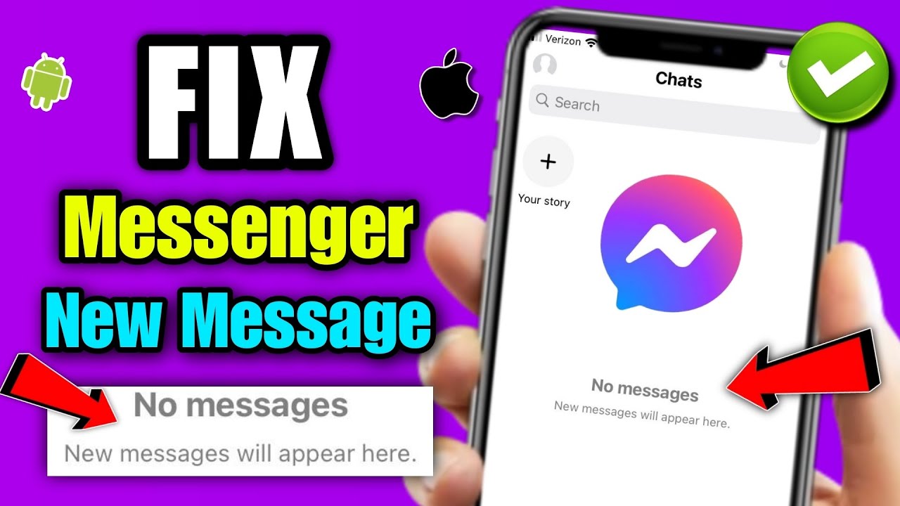 how to fix messenger new message will appear here | messenger new message not showing ios/android