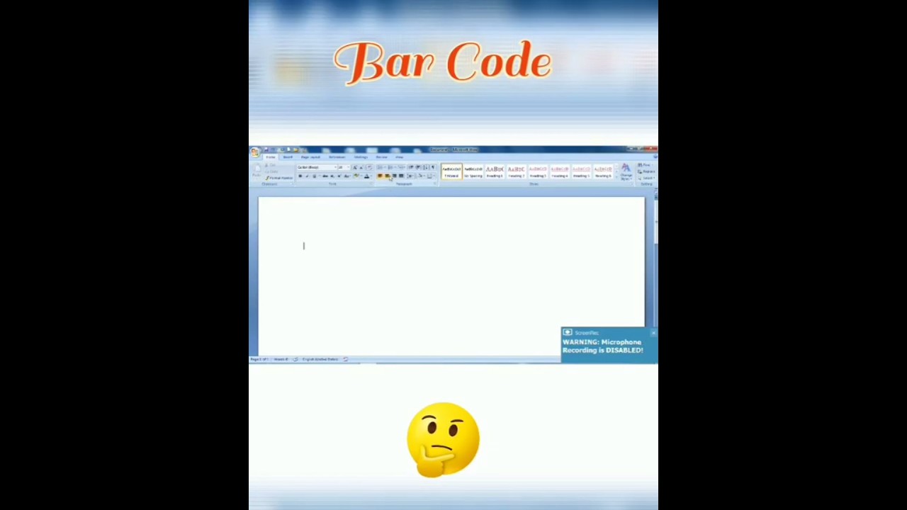 Bar code generate in ms word #barcode #msword #msword_computer