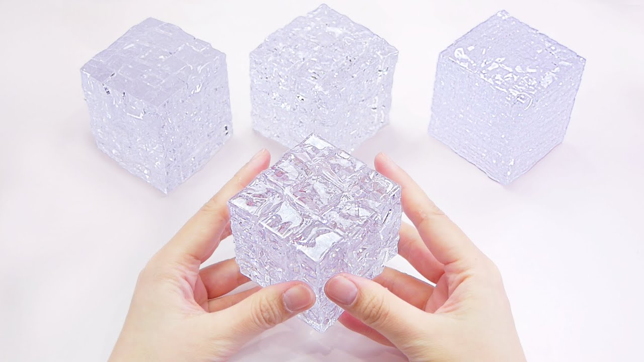 【ASMR】4 types of clear cube slime  4種類のクリアキューブスライム【音フェチ】