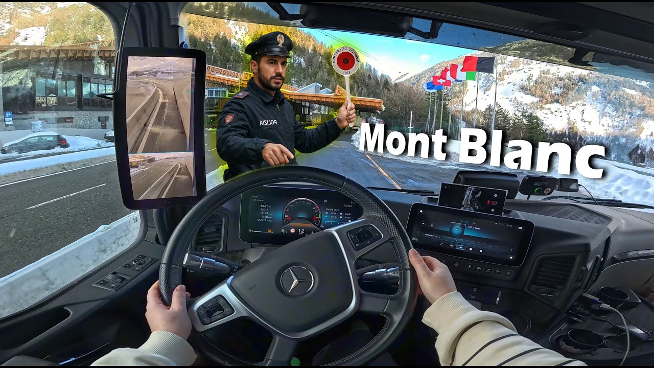 POV вождение грузовика 🚛💨 /// Из Франции в Италию через тоннель Монблан /// Проверка полиции 👮🏔️