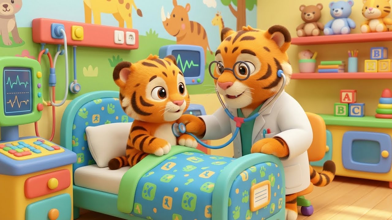 Тигренок идет к врачу 🐯💛 | Детские песенки для детей и малышей