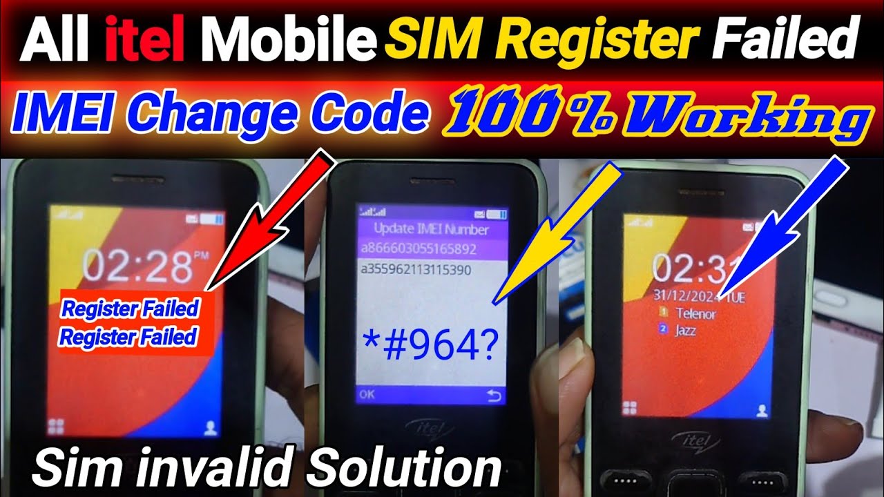 itel IMEI Change Code 💯 itel Sim Register Failed Solution Free itel Mobile IMEI Change Code