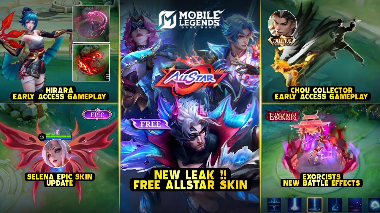 FREE ALLSTAR YU ZHONG, LING & PHARSA SKIN, CHOU COLLECTOR, NEW HERO HIRARA GAMEPLAY - Mobile Legends