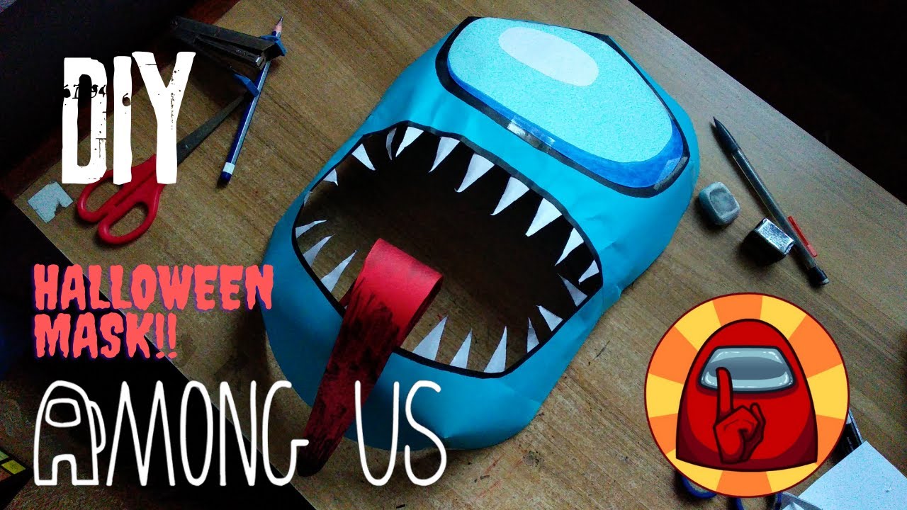 Маска Scary AMONG US (синяя) | Бумажная маска на Хэллоуин своими руками