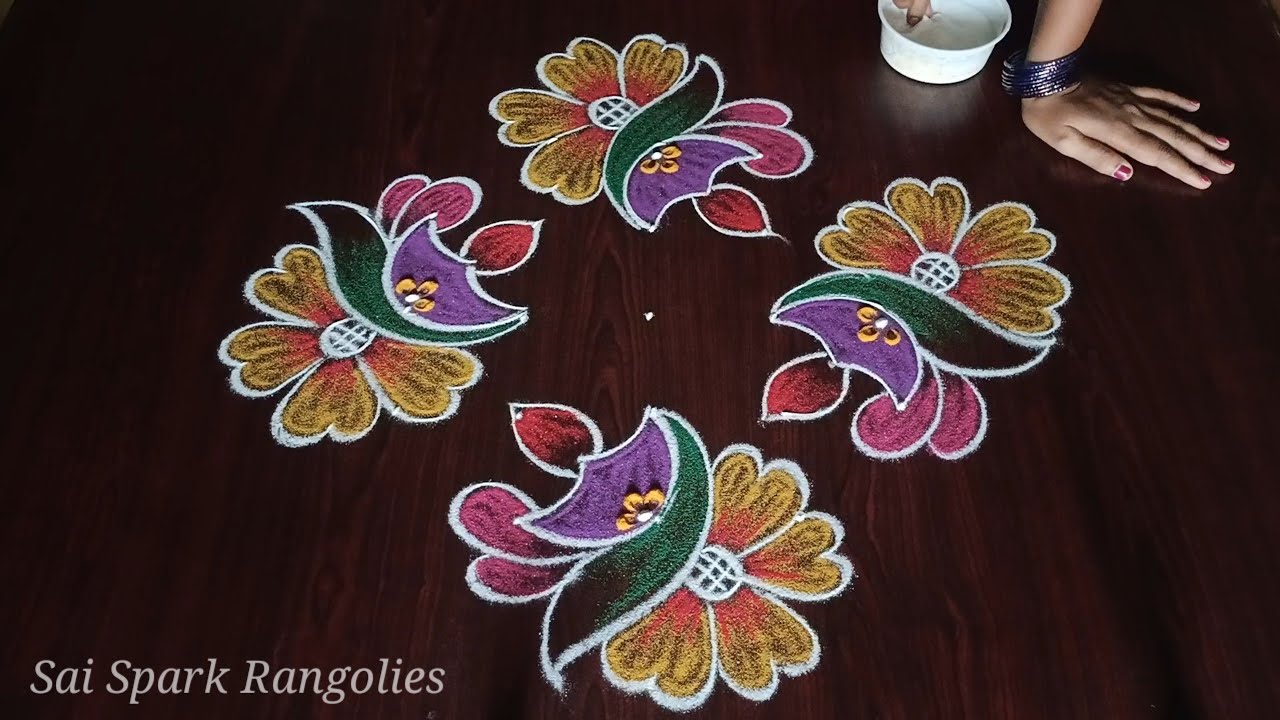 friday spl deepam rangoli (5*3*3) | flower rangoli | festival kolangal @saisparkrangolies