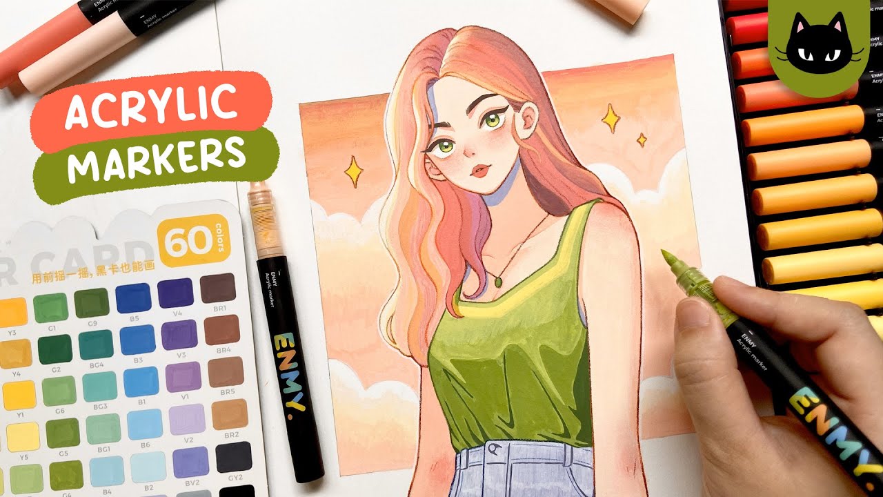 🍨 Trying Out New Markers / ENMY 60 Colors Acrylic Markers Review